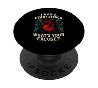 Heart Survivor Whats Your Excuse Fun Mens Get Well Surgery PopSockets Adhesive PopGrip