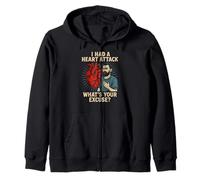 Heart Survivor Whats Your Excuse Fun Mens Get Well Surgery Zip Hoodie