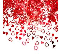 Heart Table Confetti - 30g Red Geart Confetti, Metallic Foil Confetti Shiny Glitter Heart Sequins Love Heart Confetti for Wedding Engagement Bridal Shower Valentines Decorations
