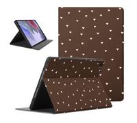 Heart Tablet Case for iPad Air 13" M2 2024 | Stylish Hearts Love Brown White Printed Aesthetic Design Adjustable Flip PU Leather Stand Protective Cover for Women Men