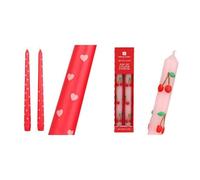 Heart Taper Candles & Cherry Dinner Candles Valentines Dinner Bundle