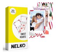 Heart Theme Sticky Back Photo Paper for Nelko PP01, Pocket Size (52.3x90mm), 10 Tear Off Sheets per Pack, 2 Pack, Cute Macaron Colors & Love Design