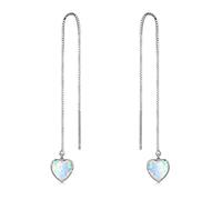 Heart Threader Earrings Opal Threader Earrings 18 Carat Rose Gold Plated 925 Sterling Silver Long Chain Earring