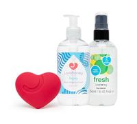 Heart Throb Vibrator for Woman - Water Based Lube Gel 250ml - Fresh Toy Cleaner Spray 250ml