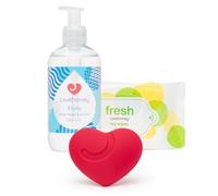 Heart Throb Vibrator for Woman - Water Based Lube Gel 250ml - Toy & Body Wipes 25 Pack