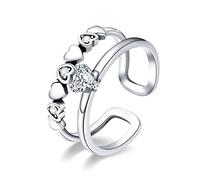 Heart To Heart Clear Cubic Zircon Open Size Rings For Women Jewelry