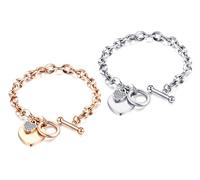 Heart Toggle Bracelet Made with Crystals from Swarovski®, One of Each,Two