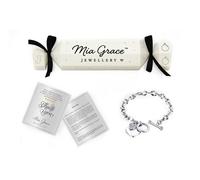 Heart Toggle Bracelet with 25 Crystals from Swarovski: White Christmas Cracker - Heart Toggle Bracelet Silver