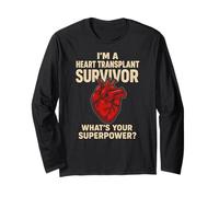Heart Transplant Survivor Superpower Cool Surgery Recovery Long Sleeve T-Shirt