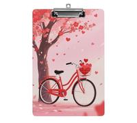 Heart Tree Bicycle Love Print Acrylic Clipboard 8.5 X 12.5 Inches | Lightweight A4 Clipboards with Pen Holder for Office, Students, Nurses, Teacher, Students,Women, Men, Girls, Boys