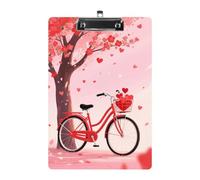 Heart Tree Bicycle Love Print Acrylic Clipboard 8.5 X 12.5 Inches | Lightweight A4 Clipboards with Pen Holder for Office, Students, Nurses, Teacher, Students,Women, Men, Girls, Boys