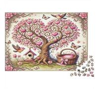 Heart Tree Love Puzzle 1000 Piece Recycled Paper for Adults Puzzle for Adults Educational Game Challenge Fun Home Present Great Gift for Decompression Relaxation 52x38cm/1000pcs