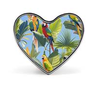 Heart Tropical Plants And Parrots Brooch Classic Mini Pin 1 Inch Aluminum Alloy Lapel Pin Personalized Button Badge for Backpack Hat Suit Jacket Clothing Decoration