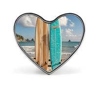 Heart Turquoise Wood Surfboard Brooch Classic Mini Pin 1 Inch Aluminum Alloy Lapel Pin Personalized Button Badge for Backpack Hat Suit Jacket Clothing Decoration