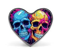 Heart Two Different Skulls Brooch Classic Mini Pin 1 Inch Aluminum Alloy Lapel Pin Personalized Button Badge for Backpack Hat Suit Jacket Clothing Decoration