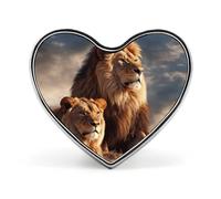 Heart Two Lions Brooch Classic Mini Pin 1 Inch Aluminum Alloy Lapel Pin Personalized Button Badge for Backpack Hat Suit Jacket Clothing Decoration