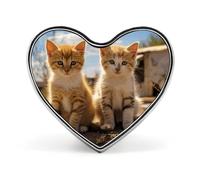 Heart Two Little Cats Brooch Classic Mini Pin 1 Inch Aluminum Alloy Lapel Pin Personalized Button Badge for Backpack Hat Suit Jacket Clothing Decoration