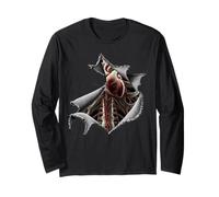 Heart Unveiled: Torn Torso Halloween Design Long Sleeve T-Shirt