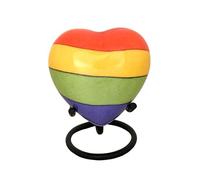 Heart Urn for Human Ashes Keepsake - Small Rainbow Heart Shaped Urn with Stand & Velvet Case- Memorial Funeral Mini Heart Urn for Human Ashes Handcrafted Decorative Urn for Burial Adults Male & Female