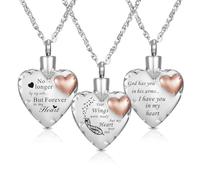 Heart Urn Necklace Ashes Cremation Jewelry for Women Men Keepsake Pendant Memorial Ash Locket Holder, S, Stainless Steel, No Gemstone