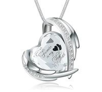 Heart Urn Necklace for Ashes for Women Girl Cremation Jewelry with Crystals Memorial Lockets Urn Pendant for Human Ashes Forever in My Heart/Always in my heart
