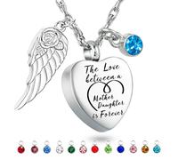 Heart Urn Necklace for Ashes Love between Mother and Daughter Cremation Urn Necklace Memorial Jewellery Keepsake Pendant for Loss Ash Holder Sympathy Gift