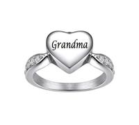 Heart Urn Ring for Ashes Stainless Steel Hold Loved Ones Grandma Ash Keepsake Finger Cremation Ring Locket Memorial Jewelry for Women