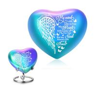 Heart Urns for Human Ashes Heart Shaped Keepsake Urn with Stand Small KeepsakeUrn for Human & Pet Ash Holds Small Remains (Rainbow-001)