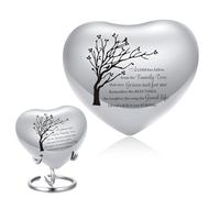 Heart Urns for Human Ashes Heart Shaped Keepsake Urn with Stand Small KeepsakeUrn for Human & Pet Ash Holds Small Remains (Silver-006)