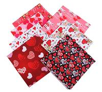 Heart Valentine's Day Cotton Fabric Squares 25cm x 25cm 7PCS, Fabric Patchwork Craft, Quilting Squares Bundles,Cotton Fabric for Patchwork DIY Sewing Scrapbooking (25 * 25cm)