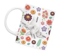 Heart-warming Mom Hand Ceramic Drinking Mug Flower Illustration Perfect Home Artistic Tea Cup