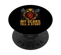 Heart Warrior My Scars Tell a Story Cool Surgery Patient PopSockets Adhesive PopGrip