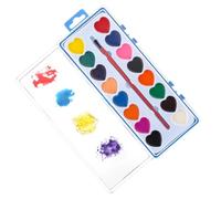 Heart Watercolor Paint Set - Valentine's Day Watercolour Paint, Washable Kids Drawing Kit With Brushes | 8 12 16 Color Educational Art Supplies For Children - Classroom Home Party Valentine Birthday