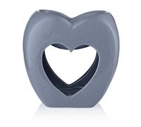 Heart Wax Melt Burner. Ceramic In Matt Grey Colour. Gift Boxed. Height 11 Cm