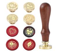 Heart Wax Seal Stamp Kit - 4 Pcs Dark Series Sealing Wax Stamp (Love Chain,Cross of Thorns Sealed Heart,Love Shape Skeleton and Sword,Heart Devil's Hand)