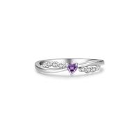 Heart Wedding Ring Sterling Silver Ring S925 1.8mm Cubic-Zirconia Cross Arc with Heart Shape Size L 1/2 Gifts for Ladies Mother Premium