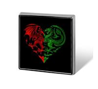 Heart Welsh Dragon Flag Cute Button Pins Square Badge Cool Personalised Pattern Brooches for Bag Hat