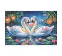 Heart White Swans 1000 Piece Pack DIY Jigsaw Puzzle Collectors Cognitive Development Educational Decorative Puzzle Gifts for Adults Rigid Cardboard 1000 PCS