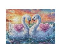 Heart White Swans 300 Piece Jigsaw Puzzle For Men Cognitive Development Adults Anxiety Memory Care Mothers Valentines Gift High-grade Rigid Cardboard 300 PCS