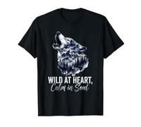 Heart Wild Calm in Soul Wolf Nature Art T-Shirt