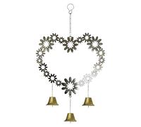 Heart Wind Chimes - Romantic Spinner for Home Decor, Hollow Metal Romantic Heart-Shaped Wind Chime with Floral Design for Valentine’s Day, Wedding, Balcony, Mother, Dad, Widow, Courtyard Hanging Decor