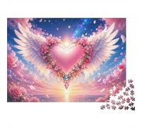 Heart Wings Flowers Jigsaw Puzzle, 500 Pcs Indoor Adult Game | 52x38cm Cardboard, Brain Workout, Tight Puzzle Fit, Art Admirers, Stress Reduction