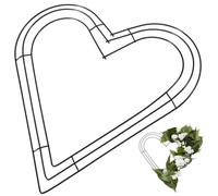 Heart Wire Wreath Frame, Heart Wreath Frame, 14 Inch Iron Base Flower Arrangement Wire, Decorative Wall Garland Rings for Valentine Yard Background, Shaped Forms