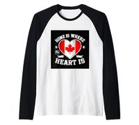 Heart with Canada flag in vintage style Raglan Baseball Tee