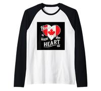 Heart with Canada Flag in Vintage Style Raglan Baseball Tee