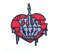Heart with Middle Finger Badge Clothing Jacket Shirt Iron on Sew on Embroidered Patch