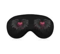 Heart with Raven Wings Comfortable Sleep Mask with Adjustable Strap Soft Eyeshade for Night Sleeping Flight Nap Travel