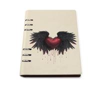Heart with Raven Wings Leather A5 Binder Notebook Refillable Travel Journal with 90 Sheets Personal Planner for Women Men