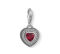Heart With Red Stone Charm Pendants, Vintage 925 Sterling Silver Charm Pendant Eternal Love Gift For Women Christmas Halloween Valentine's Day Birthday