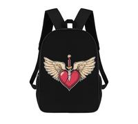 Heart with Wings Broken Classic 17 Inch Backpack Travel Daypack Casual Shoulder Bag with Adjustable Strap for Men Women